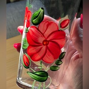 Set a four vintage LIBBEY hand painted glasses with gold rims